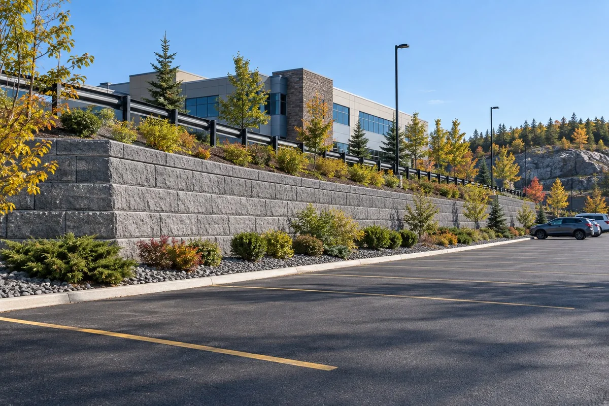 Cottage Retaining Walls active worksite overview in Greater Sudbury, Ontario