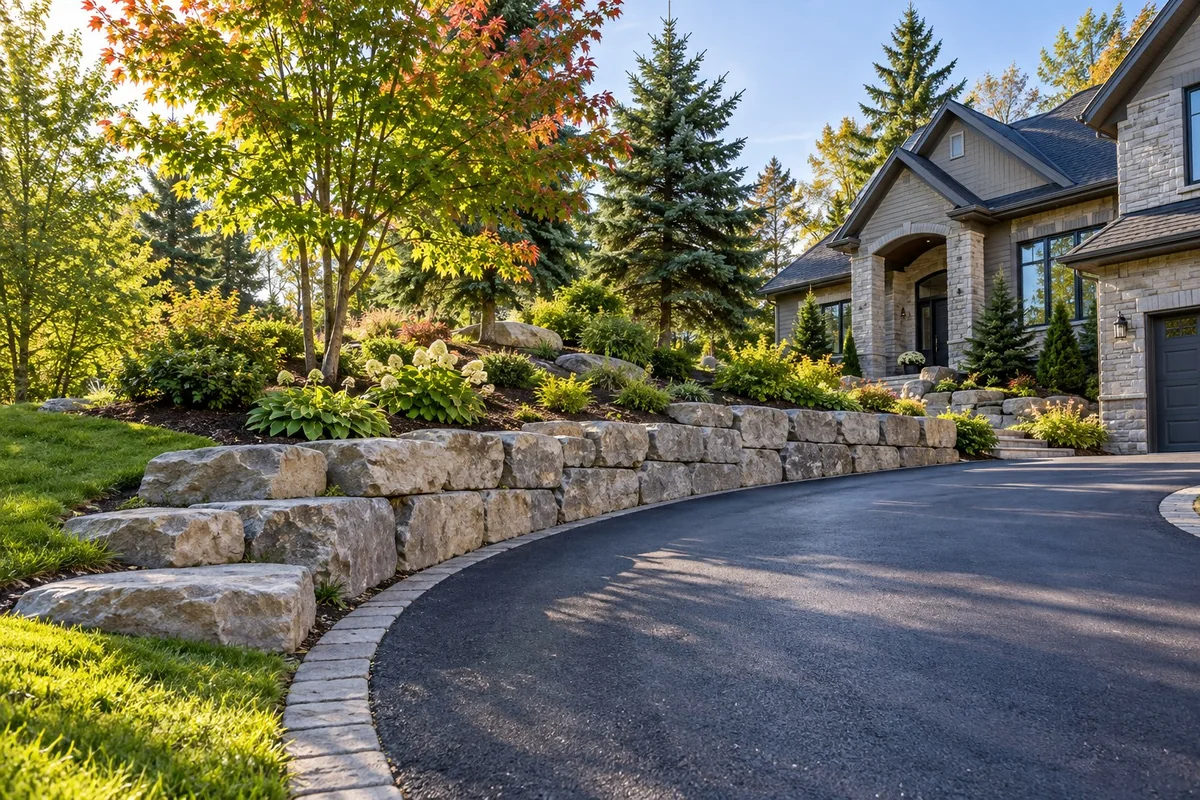 Poured Concrete Retaining Walls active worksite overview in Greater Sudbury, Ontario