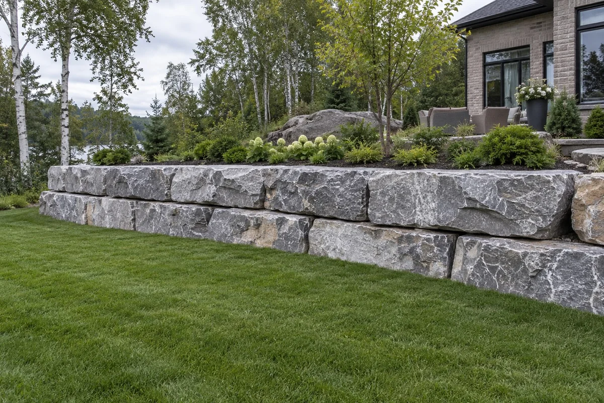 Poured Concrete Retaining Walls finished detail in Greater Sudbury, Ontario