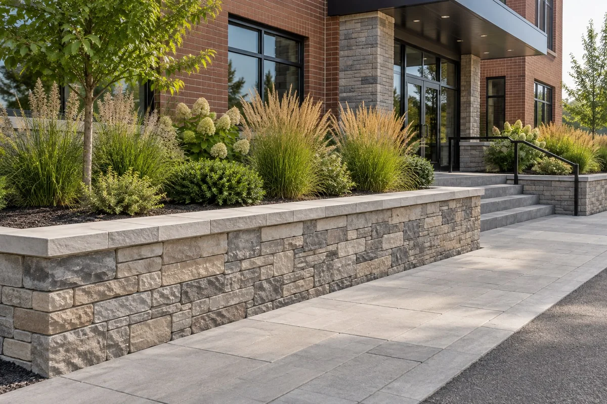 Retaining Wall Drainage & Erosion Control active worksite overview in Greater Sudbury, Ontario